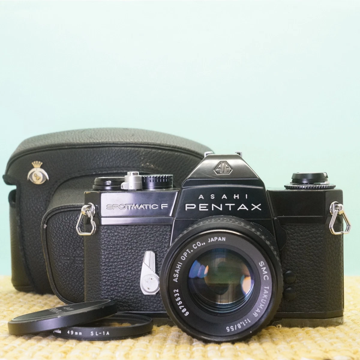 PENTAX SPOTMATIC SP F BLACK FILM CAMERA SMC TAKUMAR 55mm F1.8 LENS SET #636