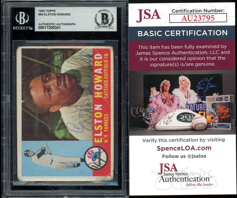 Elston Howard Beckett BAS JSA COA Signed 1960 Topps Autograph