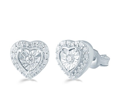 Mode-Ohrstecker 1/4 kt TW Diamant Herz in Sterlingsilber
