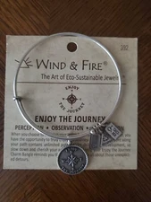New Wind + Fire Enjoy The Journey Expandable Eco Charm Bangle Bracelet Nice!