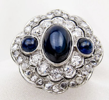 Royal Blue Lab Created Sapphire  CZ Double Halo style Women's FIne Ring