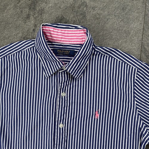 Polo Golf Ralph Lauren Striped Button Up Shirt Blue Size Small Womens - Picture 5 of 5