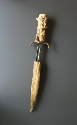 Vintage Kissing Crane Robert Klaas Solingen Knife - Stag Horn Handle & Sheath