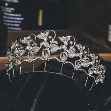 7cm Tall Vine Floral Crystal Wedding Bridal Prom Queen Princess Tiara For Women