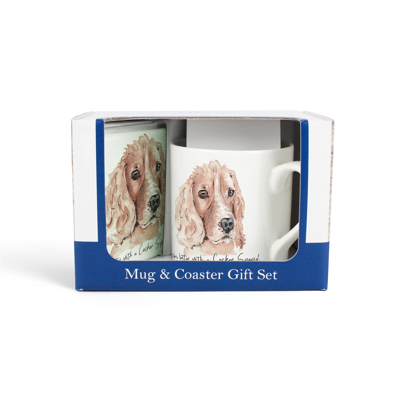 Cocker Spaniel Bone China Mug & Glass Coaster Gift Set - Present for Dog Lovers