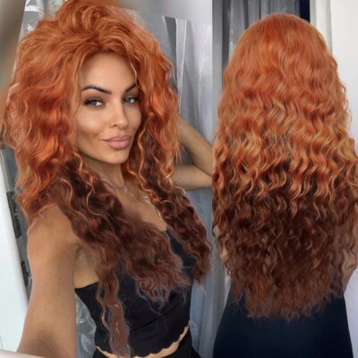 Blonde Curly Wig Loose Wave Heat Resistant Synthetic Ombre