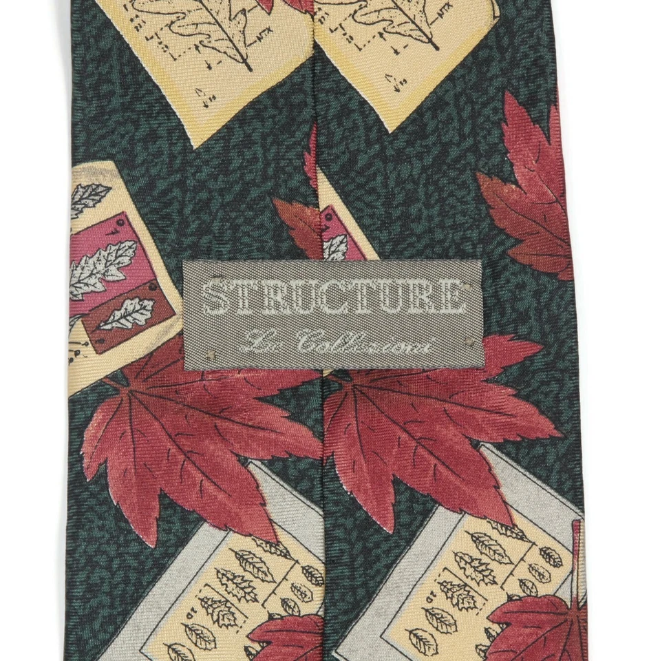 STRUCTURE Autumn Leaf Fall Green Harvest Men's Silk Neck Tie - Image 4 of 4