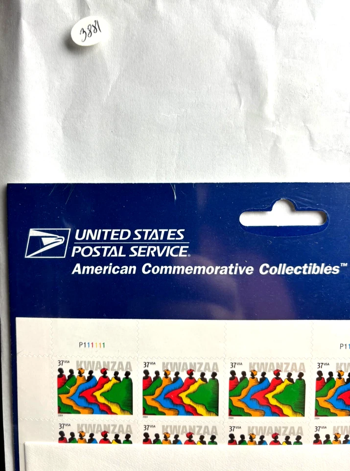 Kwanzaa 20 stamp pane .37c with First Day envelope Scott #3881  Mint Sheet MNH - Image 2 of 3