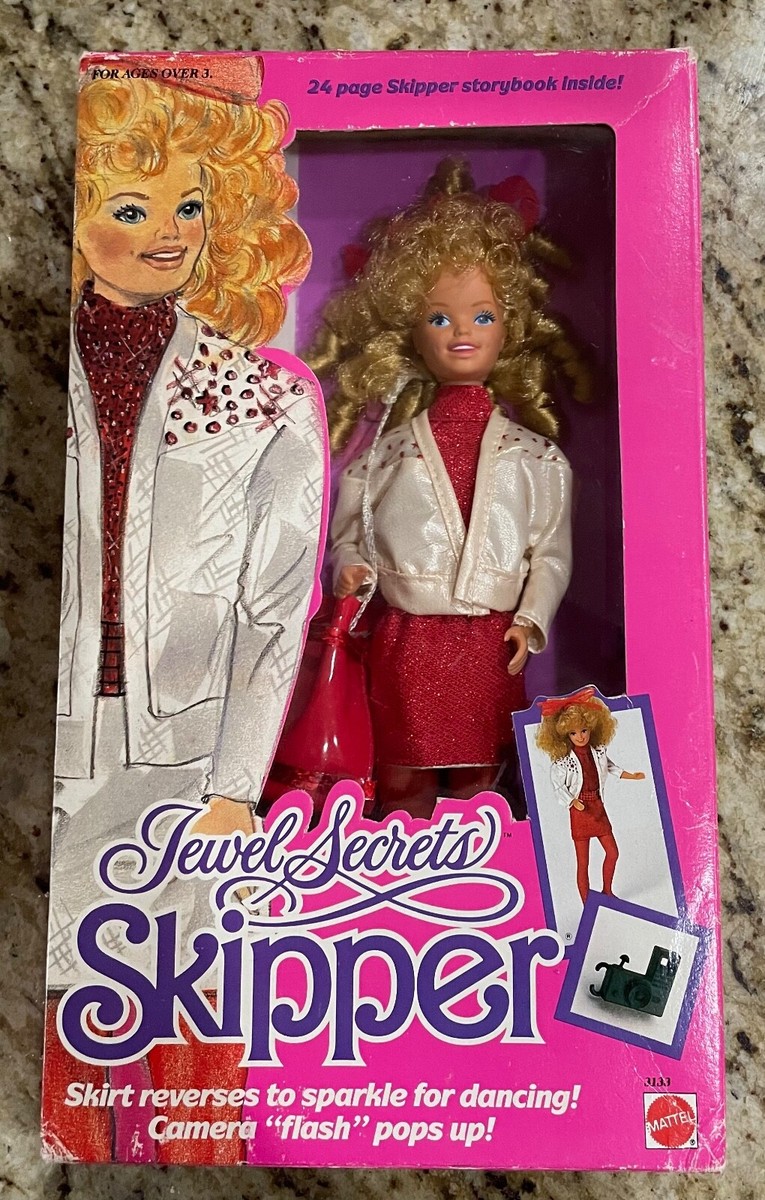 MNRFB Barbie-1986 JEWEL SECRETS SKIPPER, Reversible Skirt, Camera