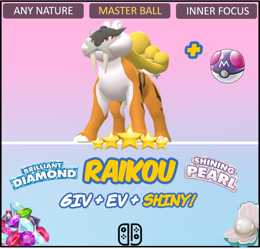 ✨ SHINY ✨ RAIKOU LEVEL 1 6IV Pokemon Brilliant Diamond Shining Pearl FAST  TRADE