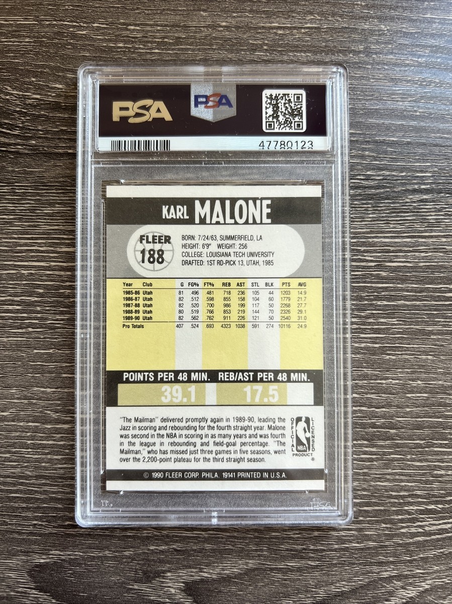 1990 Fleer Karl Malone #188 PSA 9 MINT | eBay