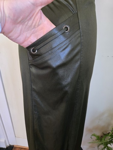 Vtg 80's Vegan Green Leather Skirt Sz 10 MadeInCanada Baddie - Picture 10 of 13