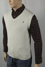 Polo Ralph Lauren Cream Pima Sweater Vest Tan Pony NWT