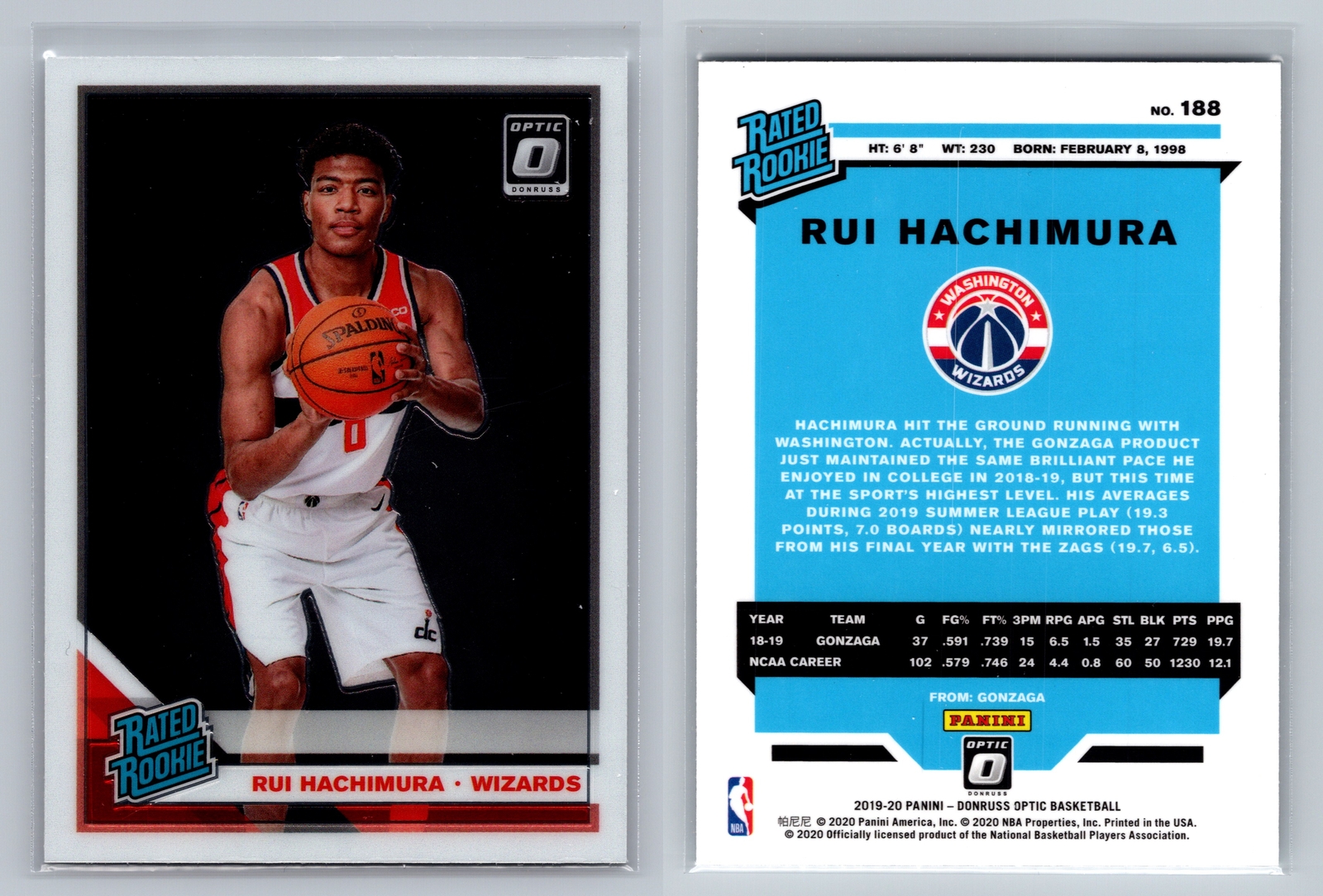 2019-20 Donruss Optic #188 Rui Hachimura