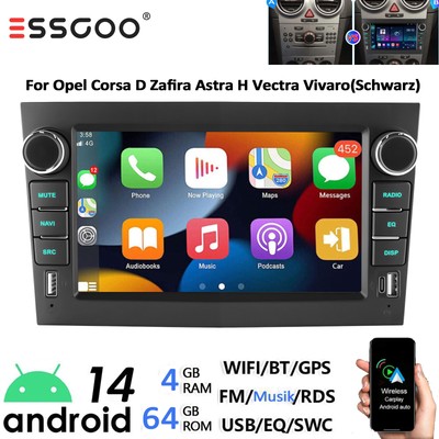 4+64G Für Opel Astra H Corsa C/D Zafira B Android14 Apple Carplay Autoradio Navi