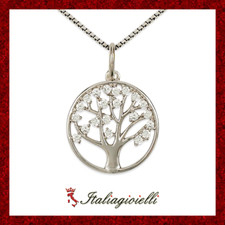 Collana Albero della Vita in Argento 925 Rodiato Oro Bianco Donna