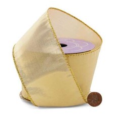 Metallic Gold Wired Christmas Ribbon - 2 1/2" x 10 Yards, Fall Decor, Wreath