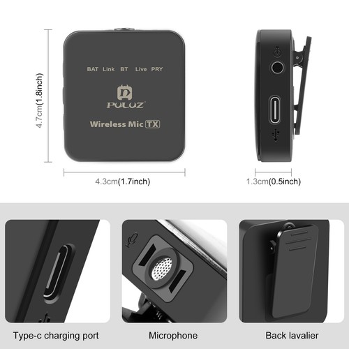 Wireless Lavalier Microphone for iPhone / Type-C Phone w/Type-C / 8-Pin Receiver - Picture 2 of 24