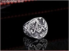 Anillo Masónico Sello G Acero Inoxidable para Hombre Talla - 9,10,11
