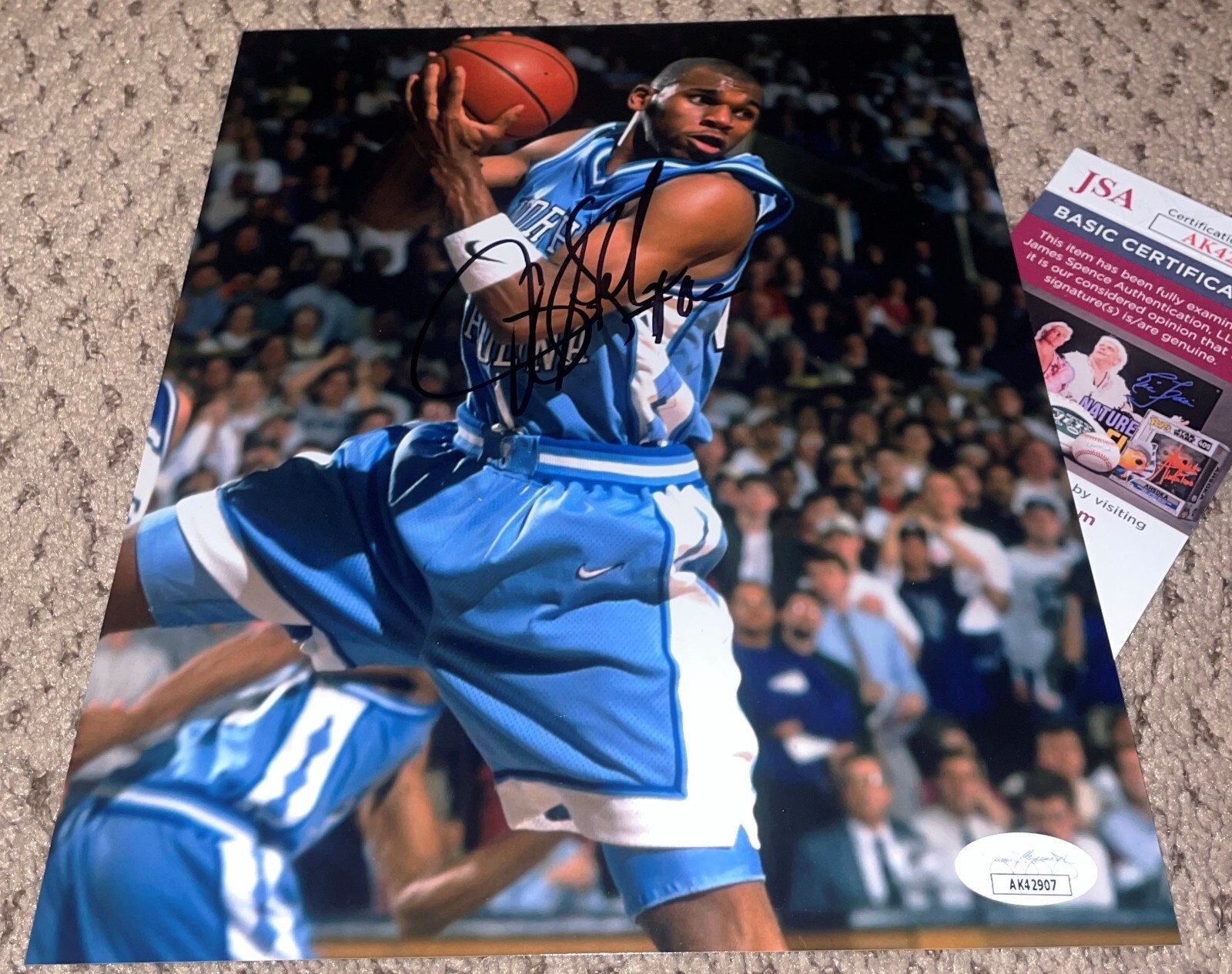 Jerry Stackhouse Autographed Signed 8X10 PHOTO JSA UNC BASKETBALL HEELS AUTO 
