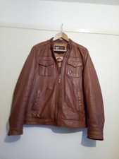 Aviatrix Real Leather Tan Brown Biker Jacket Size L Casual Pockets World Famous