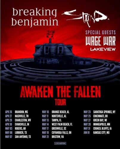 Póster Breaking Benjamin AWAKEN THE FALLEN TOUR 2025 Póster, regalo para fans - Imagen 2 de 8