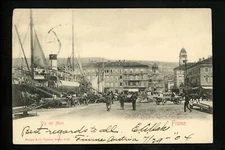 Country View postcard Italy Fiume Via del Molo ship dock 4741