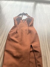 Brown Sleeveless Velvet Evening Gown