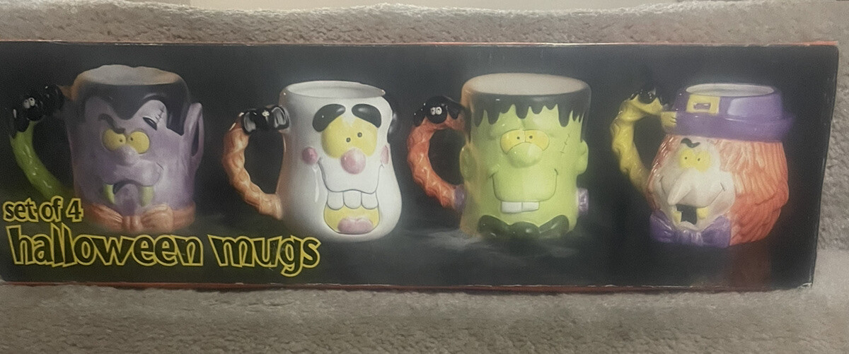 JC Penney Home Halloween Dracula Witch Frankenstein Figural 4PC