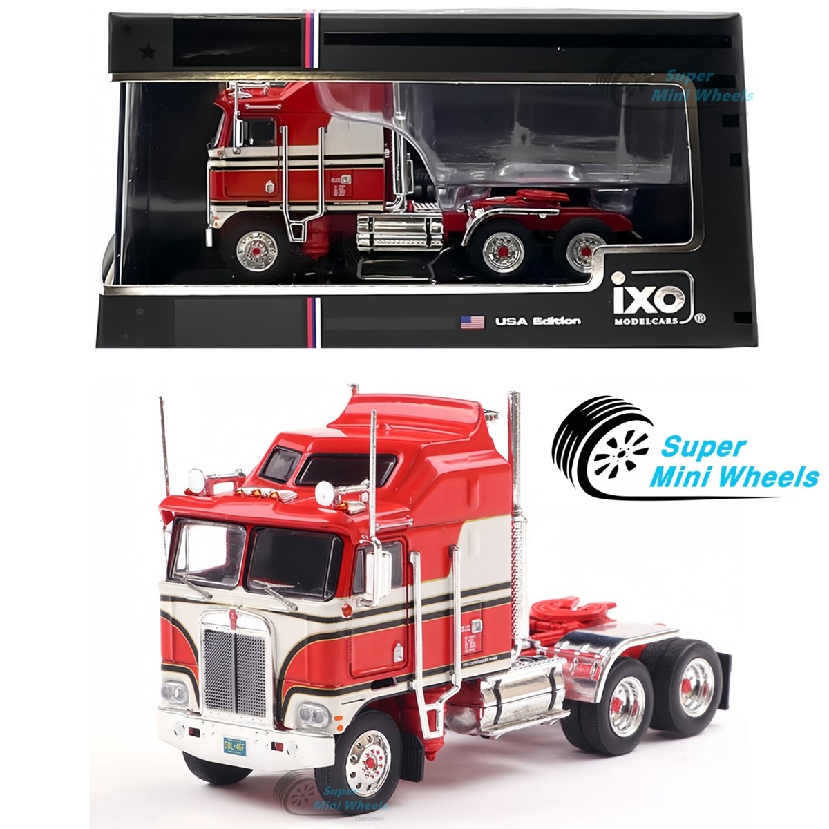 IXO Models 1:64 1976 Kenworth K100 Aerodyne Semi Truck – Red