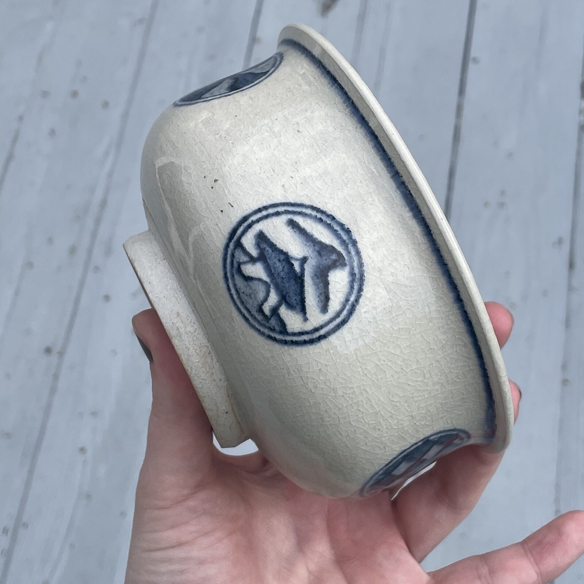 Antique - Vintage 20th C. Porcelain Tea Cup Rice Bowl Blue & White