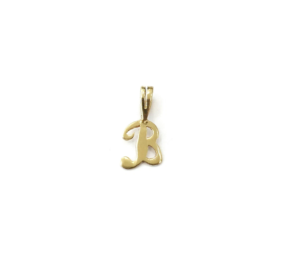 14K Yellow Gold Initial Script B Necklace Charm Pendant 0.2 eBay