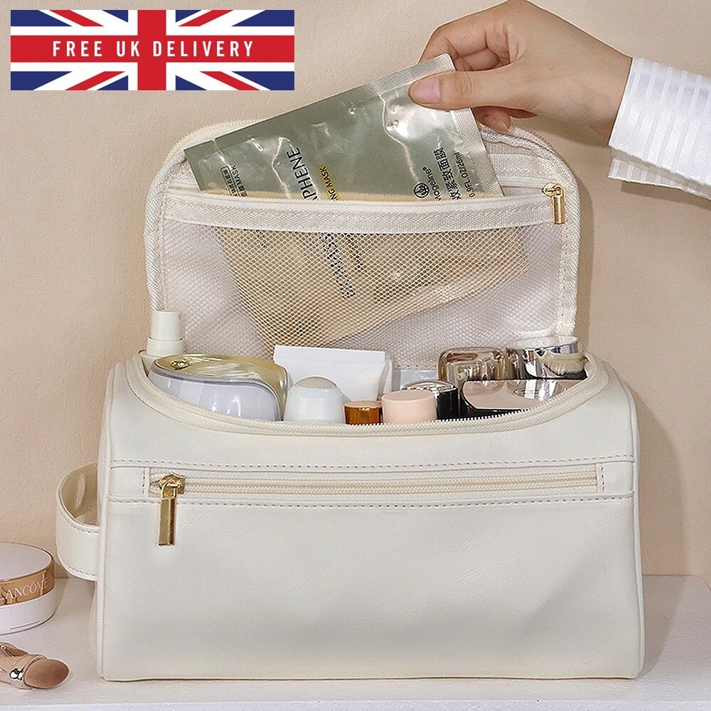 PU Leather Toiletry Bag Women Men Makeup Travel Wash Bag Waterproof Cosmetic Bag