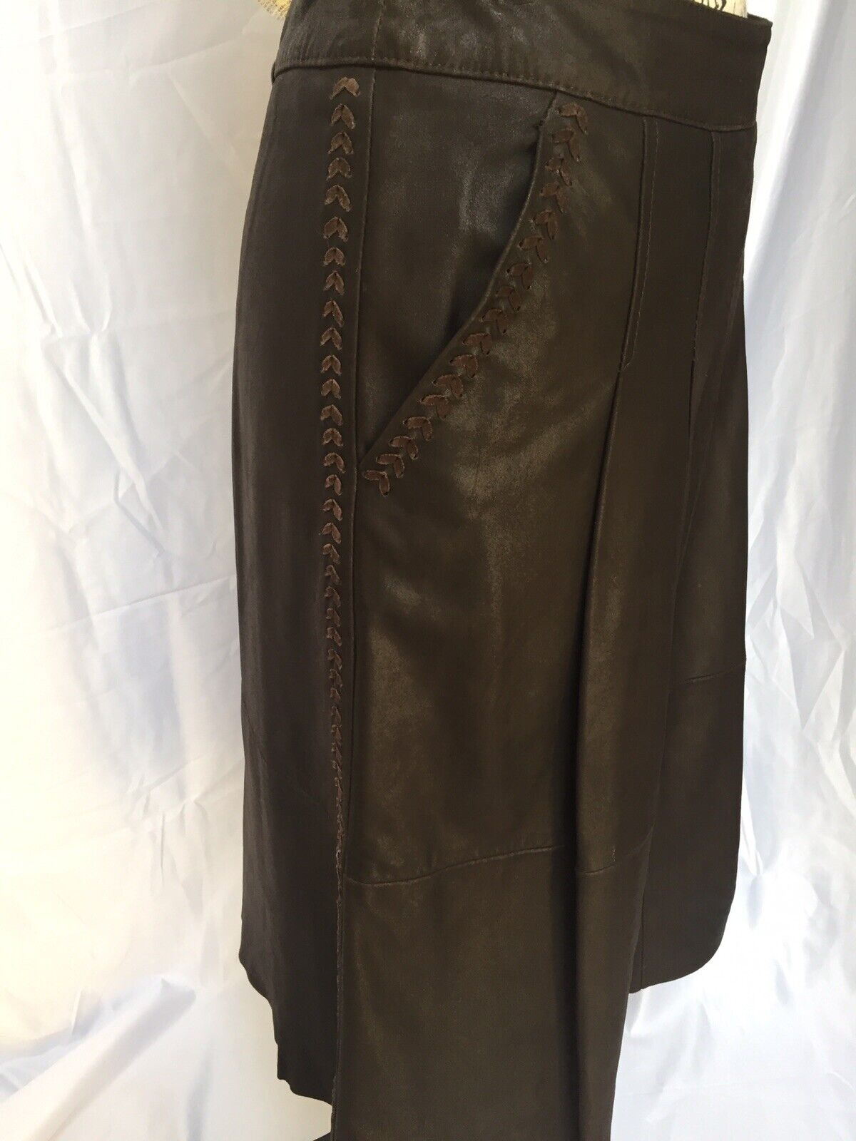 MAX MARA WEEKEND BROWN LEATHER SKIRT SIZE 6 - image 9