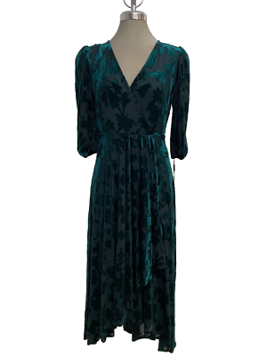 calvin klein dark green dress Dark Green A-line V-neck Chiffon Prom Dress, Green / 14 main image 1