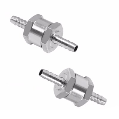 2 Pcs 8mm 5/16'' Fuel Non-Return One Way Check Valve Petrol Diesel Oil Aluminum