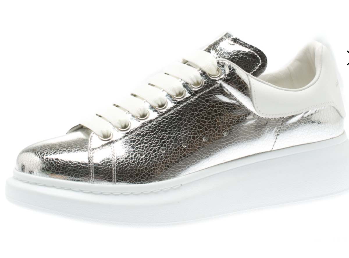 【送料&関税込】Alexander McQueen Silver-colored Single Hoop ALEXANDER McQUEEN Metallic Silver Sneakers | eBay