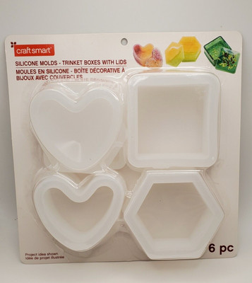3 Silicone Molds for Resin Trinket Boxes w/Lids Craftsmart 6 Pieces NEW/SEALED