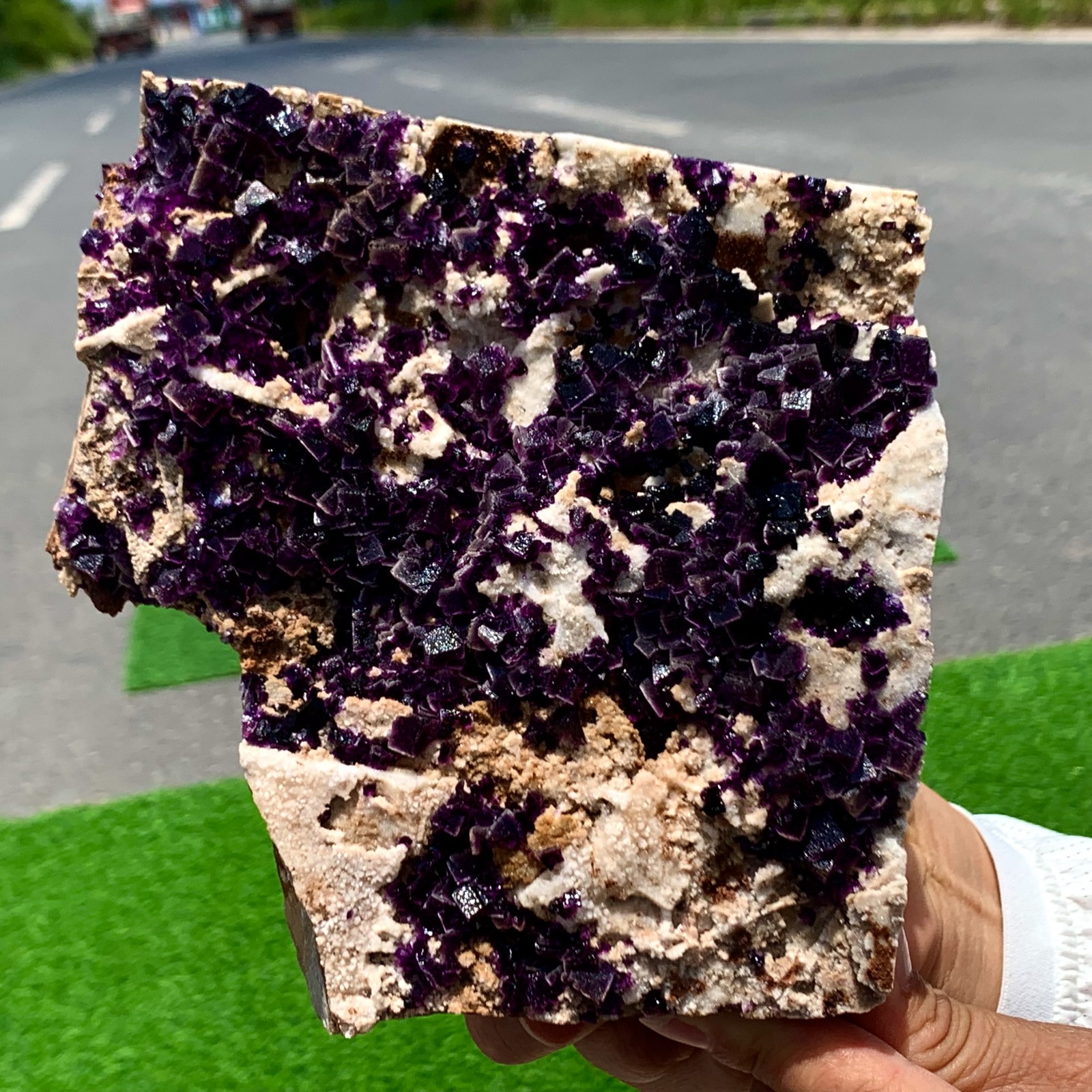 2.25LB Rare Transparent Purple Cubic Fluorite Crystal Specimen from China