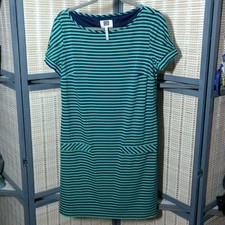 Laundry By Design Blue & Green Horizontal Striped Dress