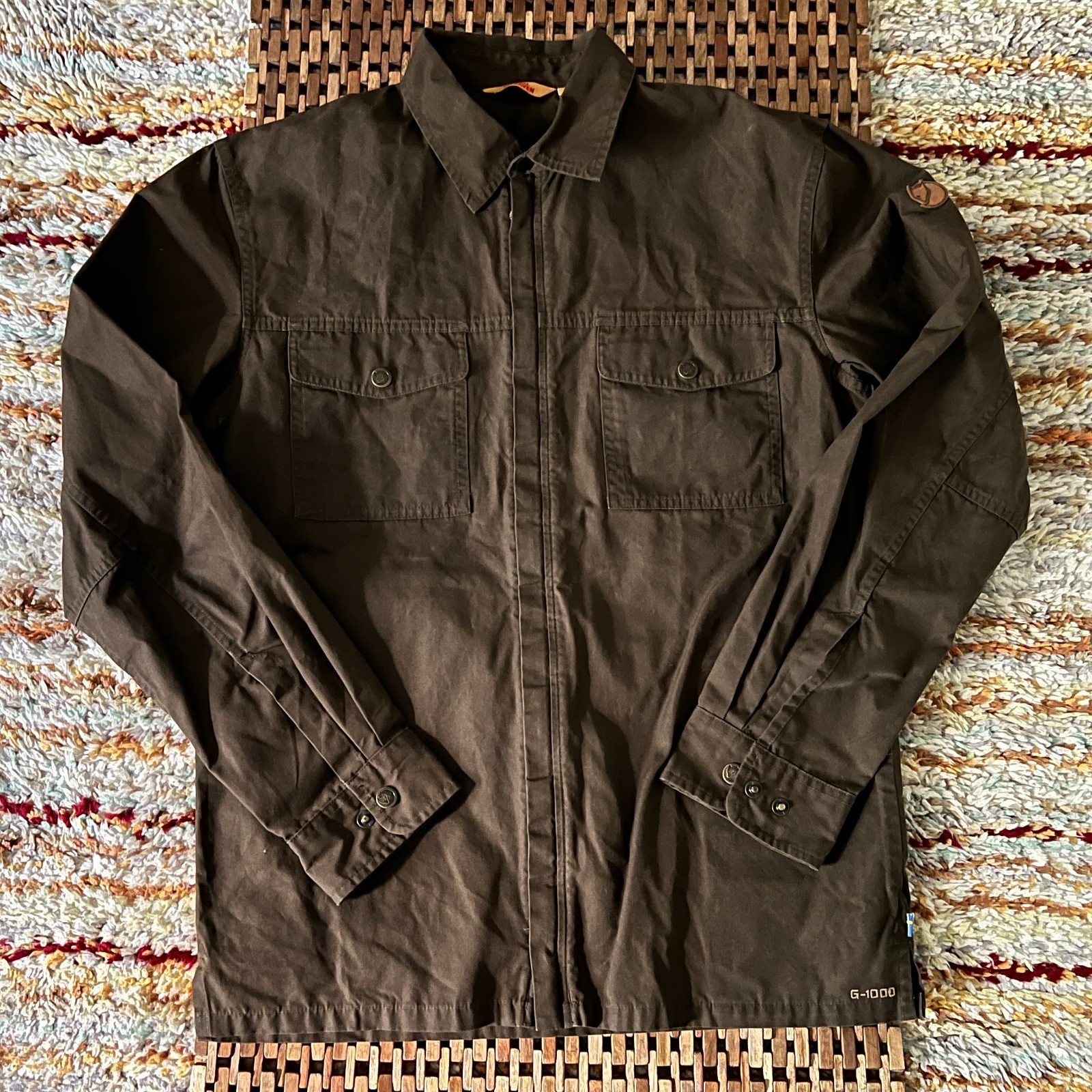 Fjallraven G-1000 Canvas Full Zip Utility Shirt Jacket Brown Men's Size Small S