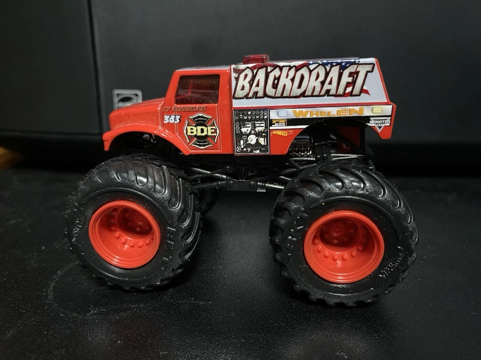 Hot Wheels Monster Jam 2018 Backdraft escala 1:64 diecast re-crushable coche usado Foto 3 de 4
