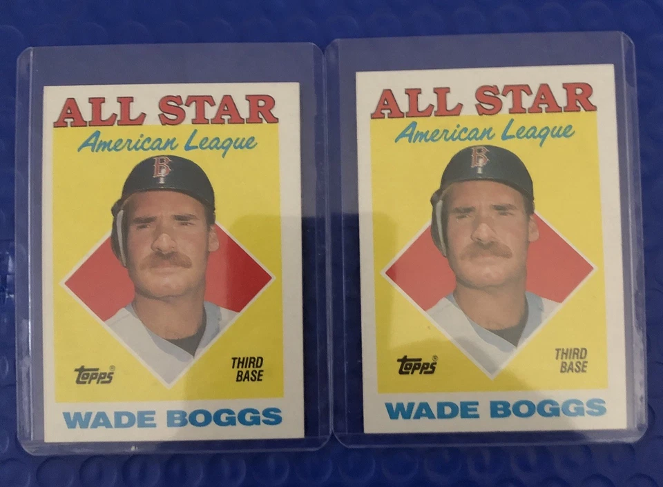 (2) 1988 Topps WADE BOGGS Medias Rojas "Lágrima en el ojo" Error y Tarjetas Correctas #388 Foto 2 de 3