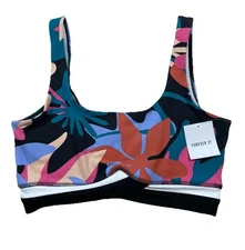 Forever 21 Women’s Floral Sports Bra Activewear Gym Fitness Yoga Sz M Multicolor