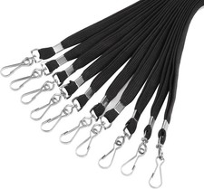 25 Pack Black Lanyard Bulk Lanyards for Id Badges Flat Lanyard with Badge Clip