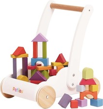 Le Toy Van Petilou Wooden Walker Trolly Push Along Educational Rainbow Cloud