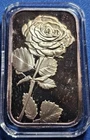 A STM 1 oz Single Rose .999 fine Silver bar Engraveable