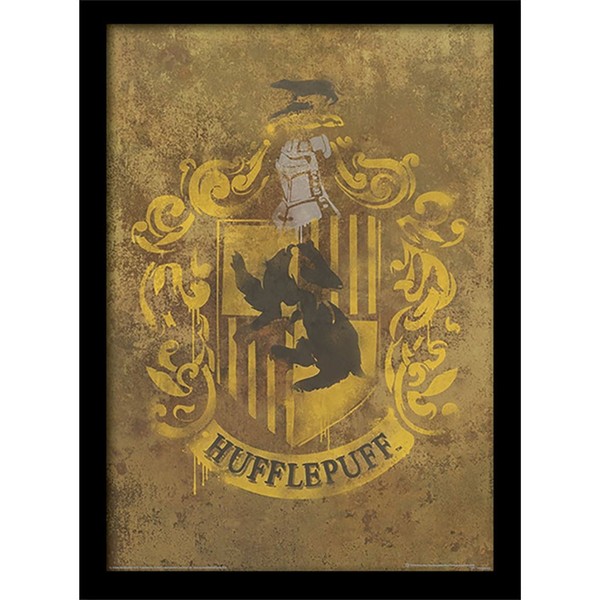 Harry Potter Gerahmtes Bild Hufflepuff Crest Kunstdruck Hogwarts Wappen-image