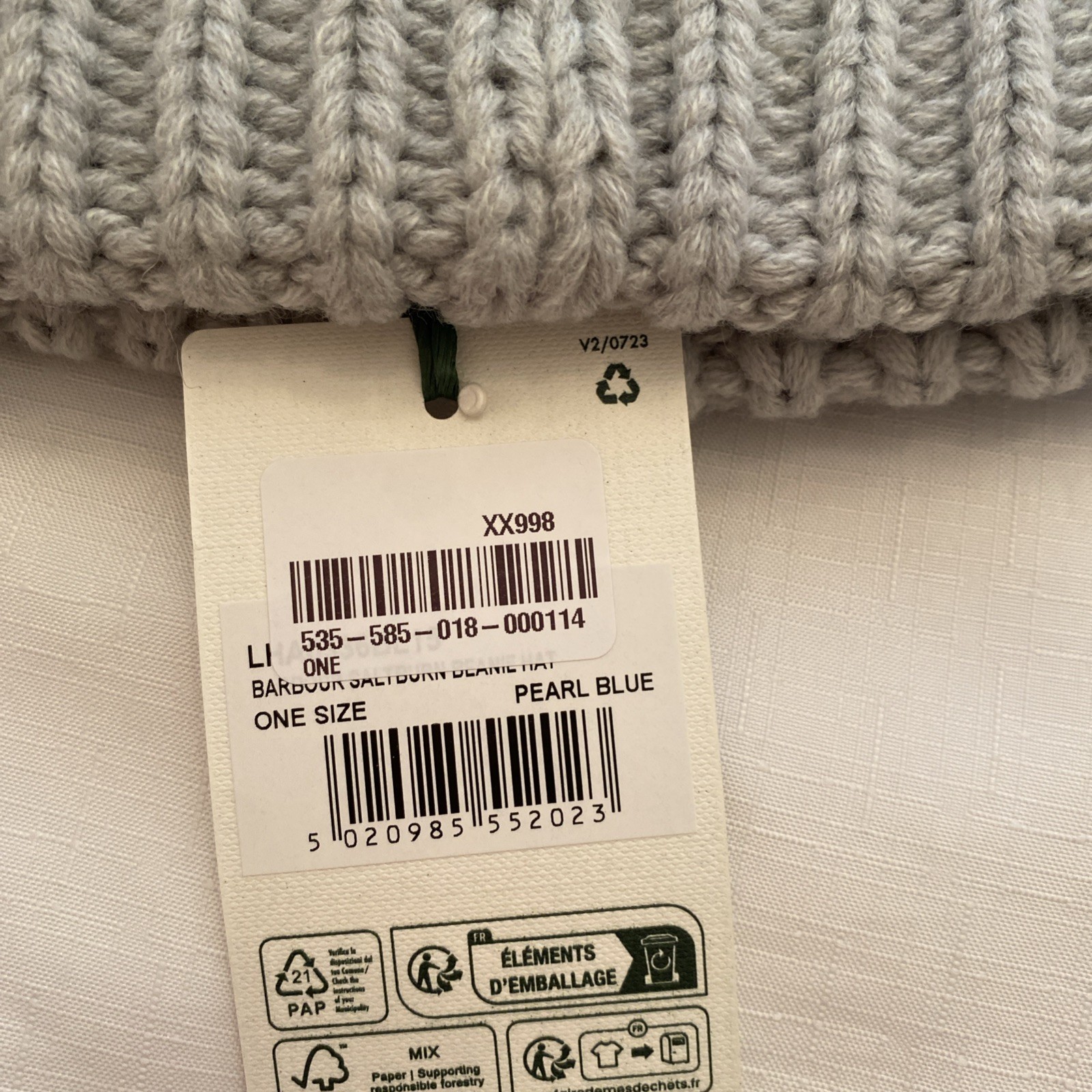 Barbour Womens Saltburn Beanie / Bobble Hat New Pearl Blue image 6