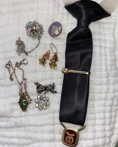 Lot of vintage Order of the Eastern Star and Masonic Freemason tie brooch pin